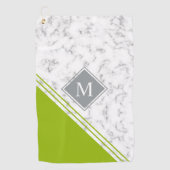 Serviette De Golf Marbre gris vert citron moderne et élégant (Devant)