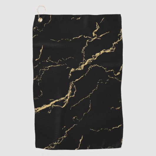 Serviette De Golf Marbre noir et or (Devant)