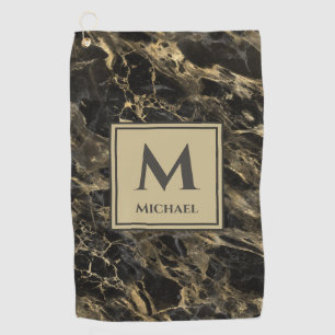 Serviette De Golf Marbre noir et or Luxe Monogramme