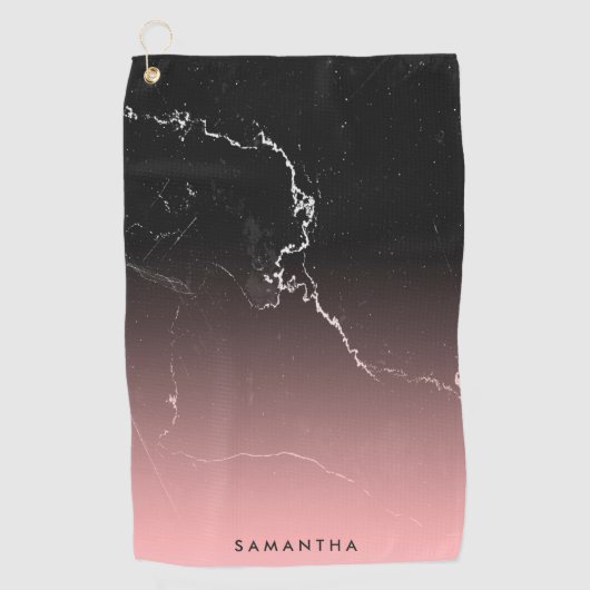 Serviette De Golf Marbre rose et noir (Devant)