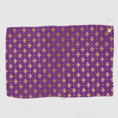 Serviette De Golf Mardi Gras Violet Elégant Golden Fleur De Lis (Horizontal)