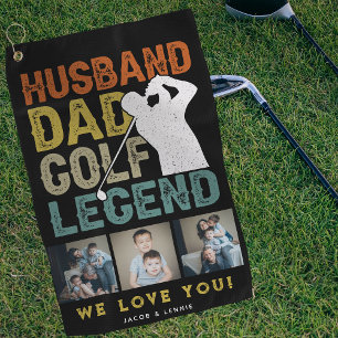 Serviette De Golf Mari, Papa, Légende du Golf Cadeau 3xPhoto Fête de