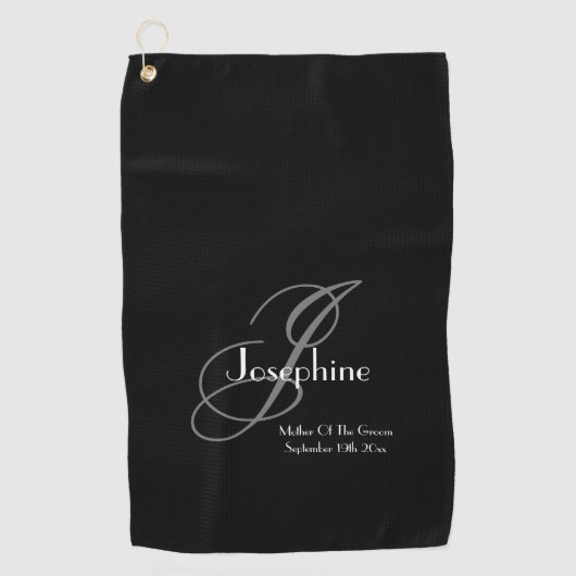 Serviette De Golf Mariage Mère De La Pièce Cadeau Élégant Monogramme (Devant)