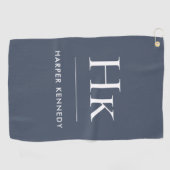 Serviette De Golf Marine bleu et blanc Monogramme moderne Élégant Pe (Horizontal)