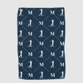 Serviette De Golf Marine bleu Personnalisé Monogramme Golfer (Devant)