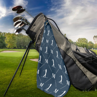 Serviette De Golf Marine bleu Personnalisé Monogramme Golfer