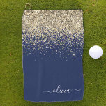 Serviette De Golf Marine Blue Gold Parties scintillant Girl Monogram<br><div class="desc">Parties scintillant étincelante bleu marine et or brossé en métal Nom du monogramme Golf Serviette. Cela rend le cadeau parfait pour 16 ans,  mariage,  douche nuptiale,  anniversaire,  baby shower ou bachelorette pour quelqu'un qui aime le luxe glam et les styles chic.</div>