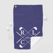 Serviette De Golf Marine Blue Golf Towel - Jacquard Golf Logo (En situation)