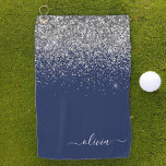 Serviette De Golf Marine Blue Silver Parties scintillant Girl Monogr<br><div class="desc">Parties scintillant étincelante bleu marine et argent brossé Monogramme métal Nom serviette de golf. Cela rend le cadeau parfait pour 16 ans,  mariage,  douche nuptiale,  anniversaire,  baby shower ou bachelorette pour quelqu'un qui aime le luxe glam et les styles chic.</div>