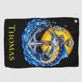Serviette De Golf Marlin bleu, Ancre, vagues et soleil (Horizontal)