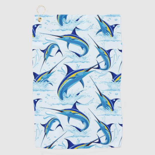 Serviette De Golf Marlin Bleu Jaillissant de l'Océan (Devant)
