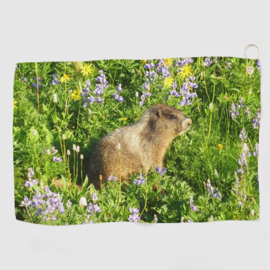 Serviette De Golf Marmot dans le Mont Rainier Fleurs sauvages (Horizontal)