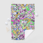 Serviette De Golf Marque de bagage de fleurs abstraites joliment col (En situation)