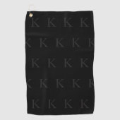 Serviette De Golf Marque initiale élégante noir & gris (Devant)