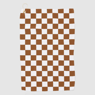 Serviette De Golf Marron et Blanc à Carreaux