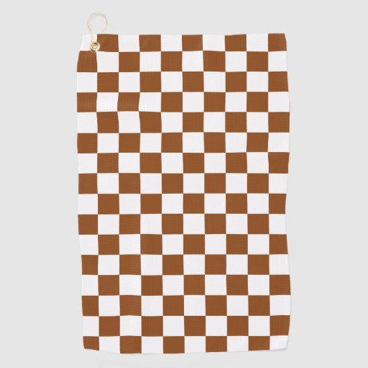 Serviette De Golf Marron et Blanc à Carreaux (Devant)