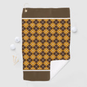 Serviette De Golf Marron et orange argyle (En situation)