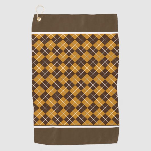 Serviette De Golf Marron et orange argyle (Devant)