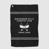Serviette De Golf Masculine Modern Monogram Black White Golfer Clubs (Devant)