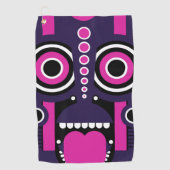 Serviette De Golf Masque Tiki Violet Et Rose (Devant)