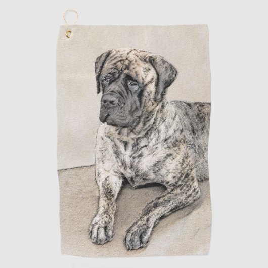 Serviette De Golf Mastiff anglais (Brindle) Peinture - Chien Art (Devant)