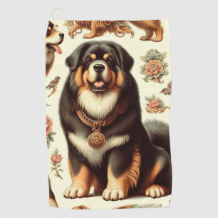 Serviette De Golf Mastiff Tibétain vintage Peinture sans joint