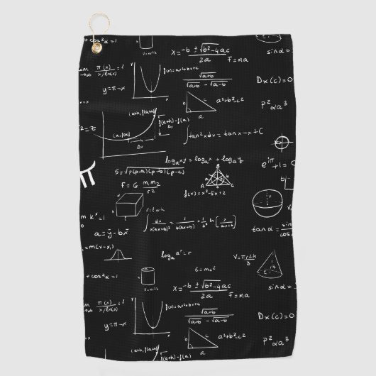 Serviette De Golf Maths d'équations de formules noires (Devant)