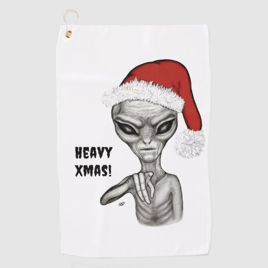Serviette De Golf Mauvais Alien, Lourds Noël ! (Devant)