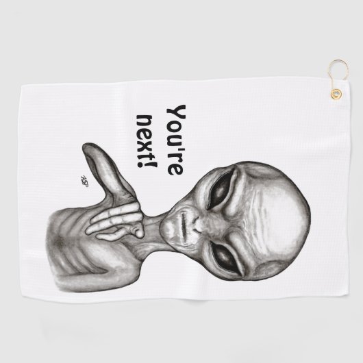 Serviette De Golf Mauvais Alien, Tu es le prochain ! (Horizontal)