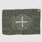 Serviette De Golf Médaille Saint Benoît avec prière latine (Horizontal)