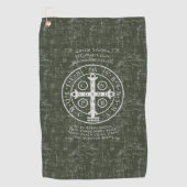 Serviette De Golf Médaille Saint Benoît avec prière latine (Devant)