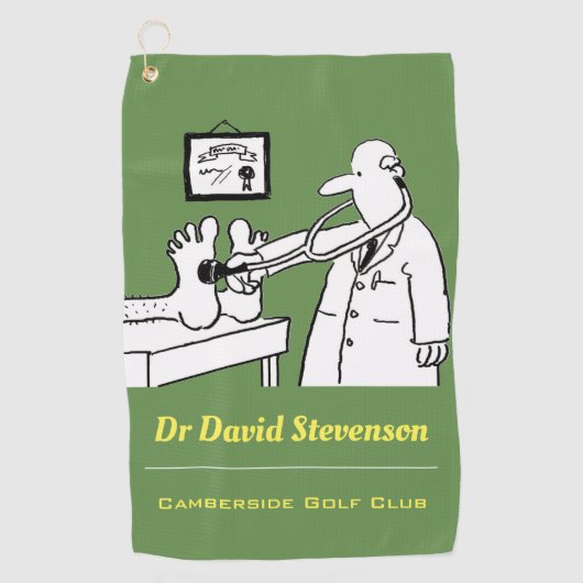 Serviette De Golf Médecin avec stéthoscope et fond vert (Devant)