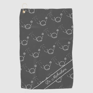Serviette De Golf Médecin Médicale Stethoscope Motif Médecin Grey