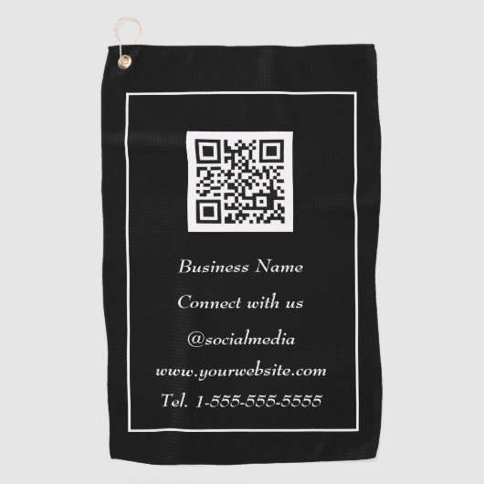 Serviette De Golf Médias sociaux QR Code scanner noir professionnel (Devant)