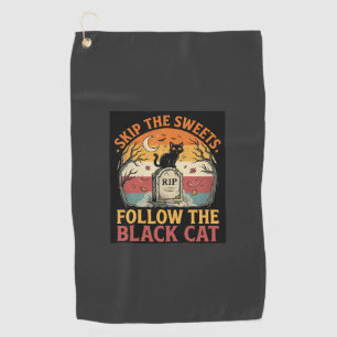 Serviette De Golf Méfait de chat noir hanté d'Halloween