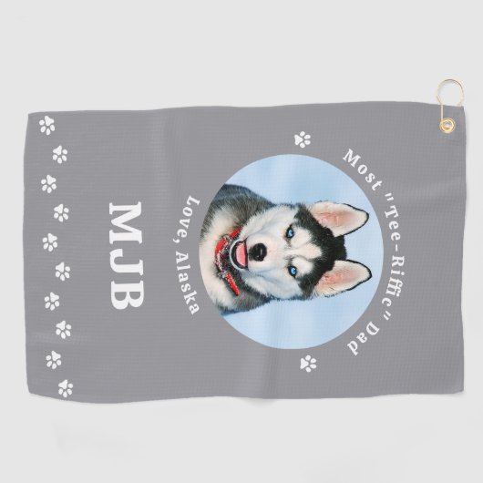 Serviette De Golf Meilleur CHIEN DAD Jamais Personnalisé Photo Anima (Horizontal)
