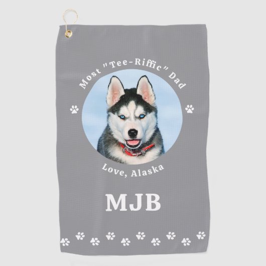 Serviette De Golf Meilleur CHIEN DAD Jamais Personnalisé Photo Anima (Devant)