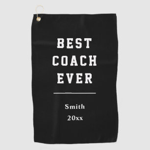 Serviette De Golf Meilleur entraîneur jamais noir blanc gris