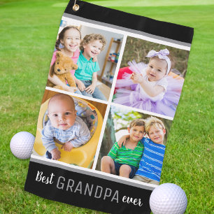 Serviette De Golf Meilleur Grand-Père Moderne 4 Collage de Photos No