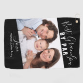 Serviette De Golf Meilleur Grand-Père Par Famille Photo Script (Horizontal)