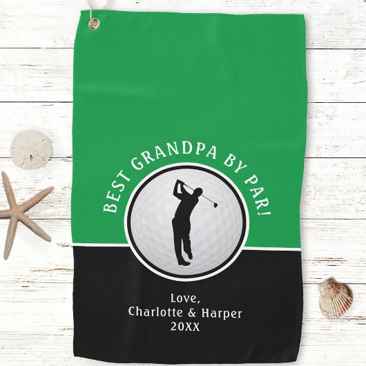 Serviette De Golf Meilleur Grand-Père Par Par Golfer Mâle Noir Vert