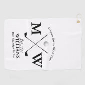 Serviette De Golf Meilleur nom de grand-père monogramme en blanc (Horizontal)