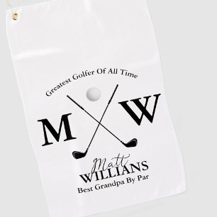 Serviette De Golf Meilleur nom de grand-père monogramme en blanc