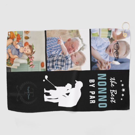 Serviette De Golf Meilleur Nonno Par Parc | Collage photo Monogram (Horizontal)