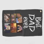 Serviette De Golf Meilleur papa 6 Photo Collage Famille Photo Grey (Horizontal)