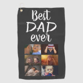 Serviette De Golf Meilleur papa 6 Photo Collage Famille Photo Grey (Devant)