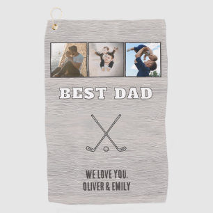 Serviette De Golf Meilleur Papa Bois Rustique 3 Collage Photo Souven