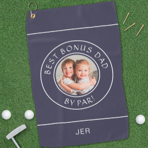 Serviette De Golf Meilleur Papa Bonus Par Golfeur Cadeau Photo Bleu 