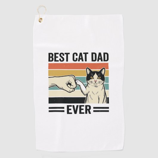 Serviette De Golf Meilleur papa chat jamais T-shirt rétro coup de po (Devant)