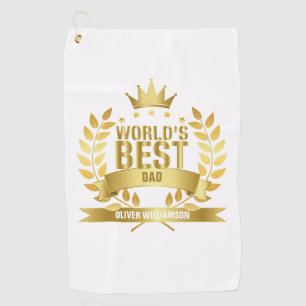 Serviette De Golf Meilleur Papa du Monde Or 5 Étoiles